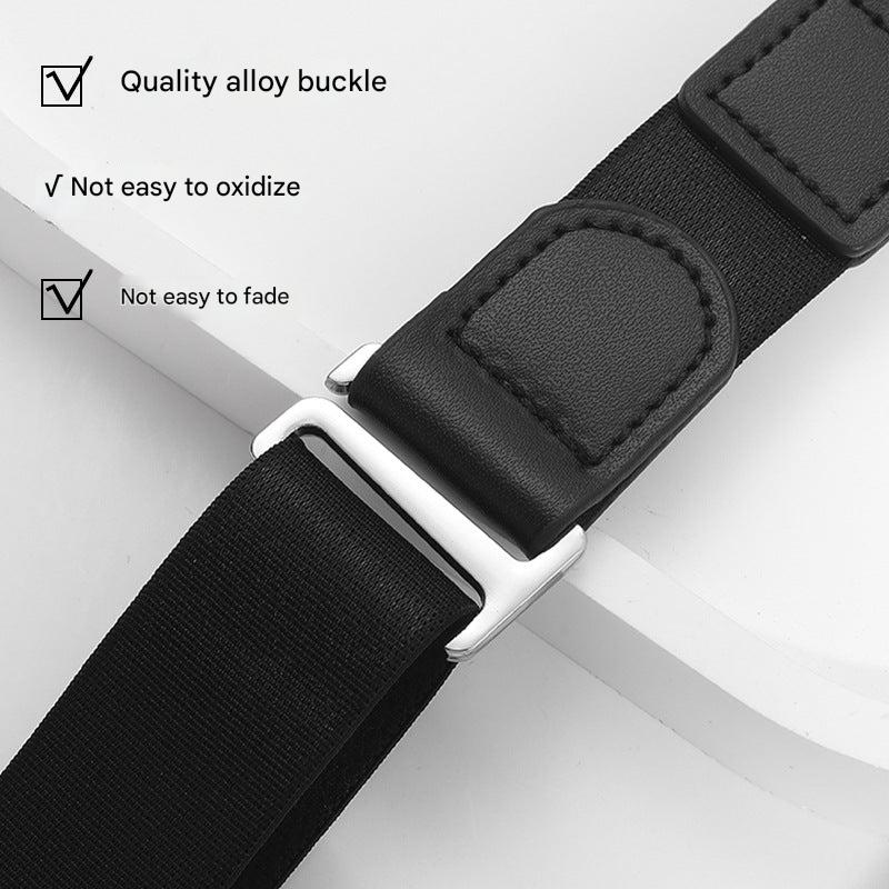 Shirt stay belt in black elastic fabric