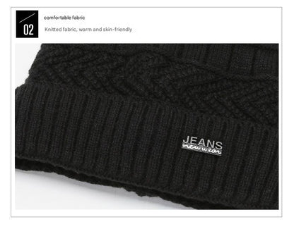 Men's winter knit beanie hat in black