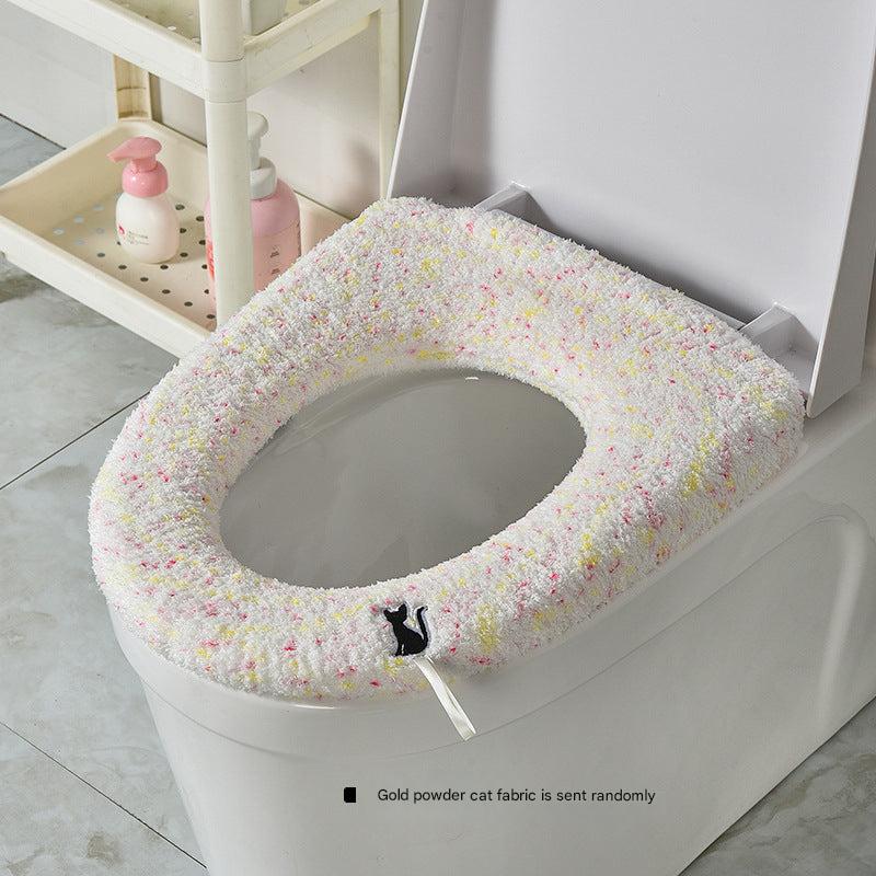 Comfortable gray button design toilet seat cover