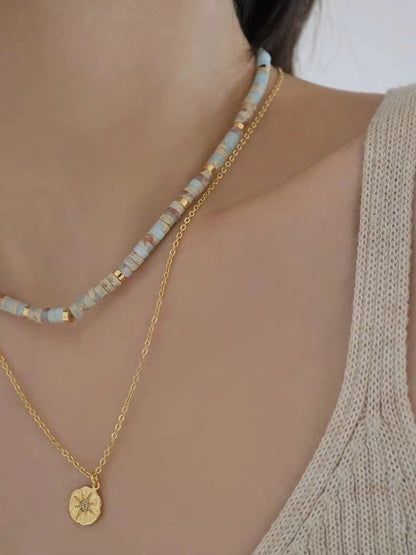 Necklace with vibrant colors and materials
