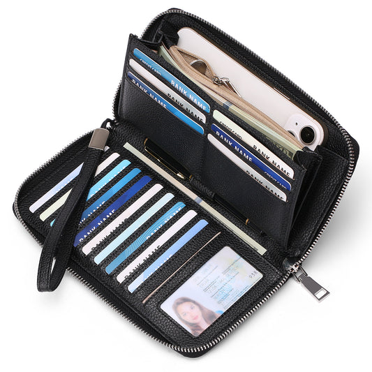 RFID wallet for women in deep blue