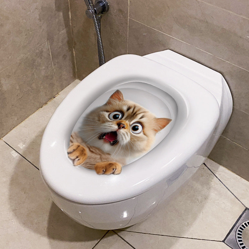 3D cat toilet sticker design 4