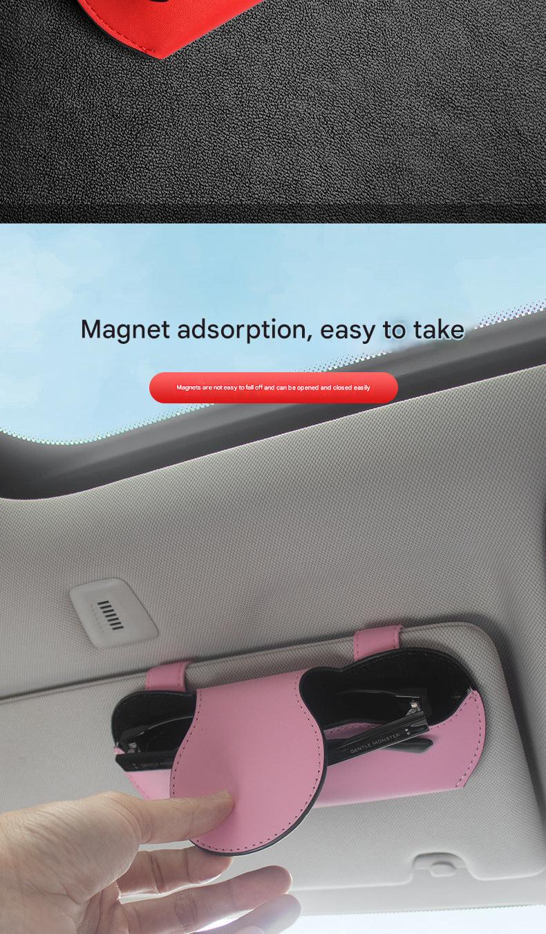 Close-up of PU material sunglasses holder