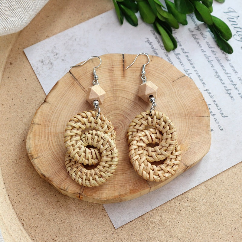 Bohemian vintage rattan earrings stylish design