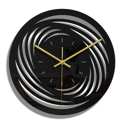 Elegant minimalist black wall clock with digital display