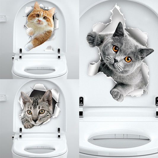 Cat toilet wall decal design 8