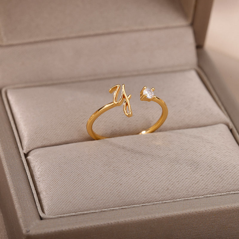gold alphabet ring with letters