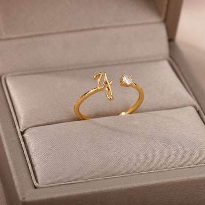 gold alphabet ring with letters