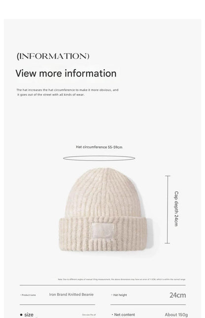 women's winter knit beanie hat - khaki color