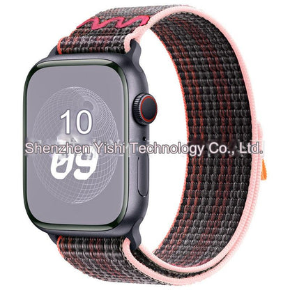 Stylish Nylon Braided Sports Band for Apple Watch - Compatible with Series 9/8/7/6/5/4/3/2/SE, Various Colors