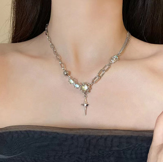 Adjustable moonstone necklace showcasing length