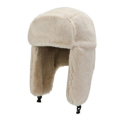 Close up of a winter earflap hat