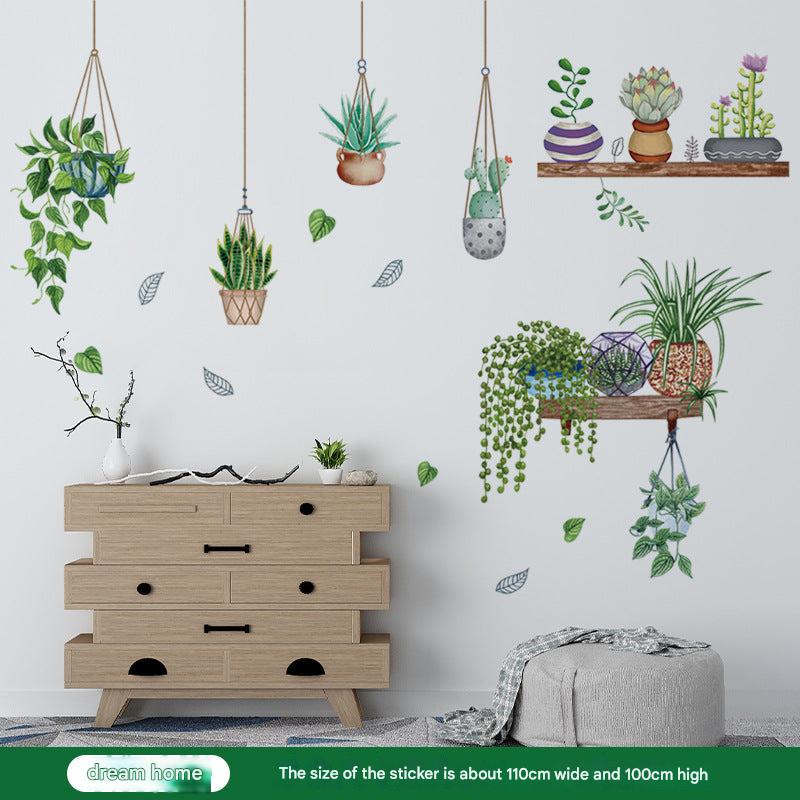 fresh green plant wall sticker design 3