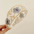 Embroidered Misty Blue Floral Headband