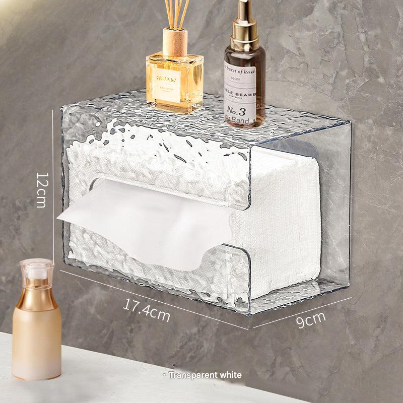 Transparent wall-mounted tissue box design
