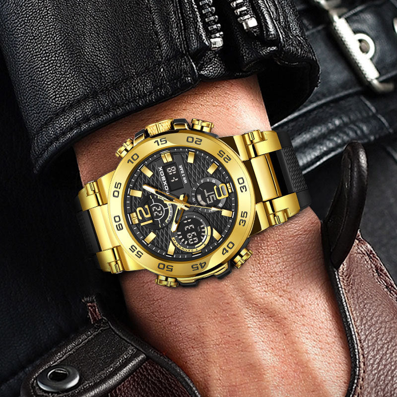 Men's watch with mineral glass and plastic case