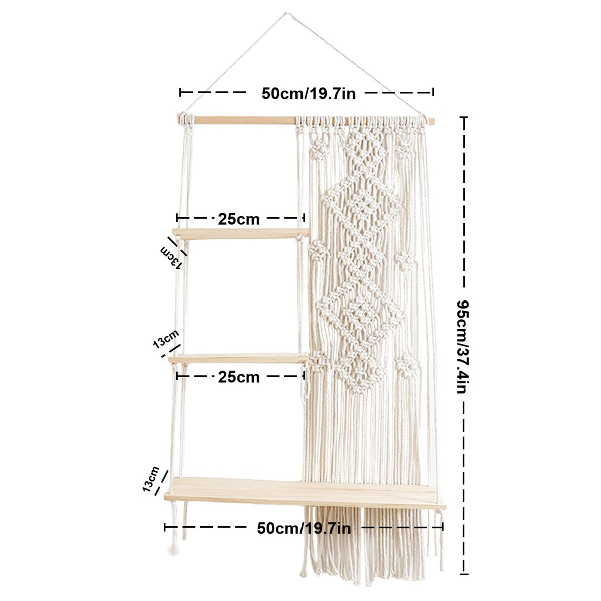 Bohemian style wall shelf in a living room