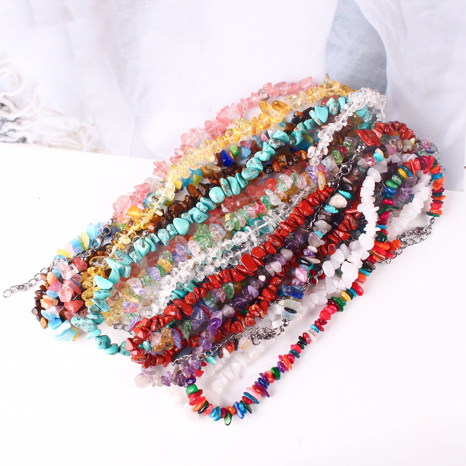 Colorful irregular beads necklace image 2