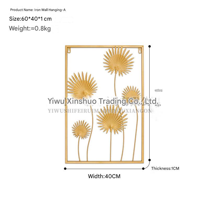 Metal wall decoration above sofa