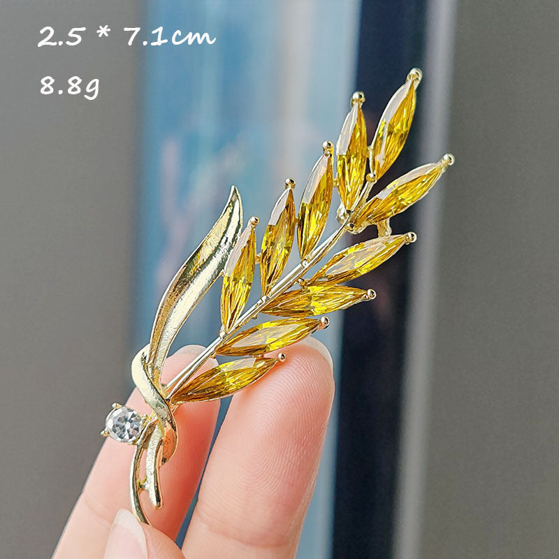 Elegant Crystal Wheat Ears Brooch Image 1