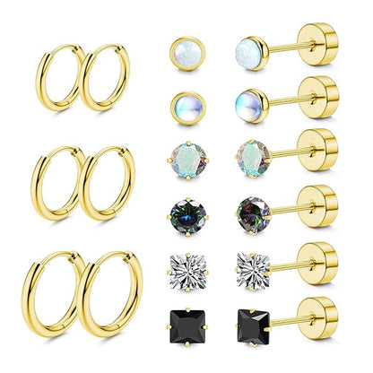 Zirconia stud earrings in black color