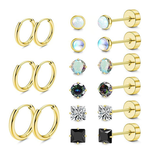 Zirconia stud earrings in black color