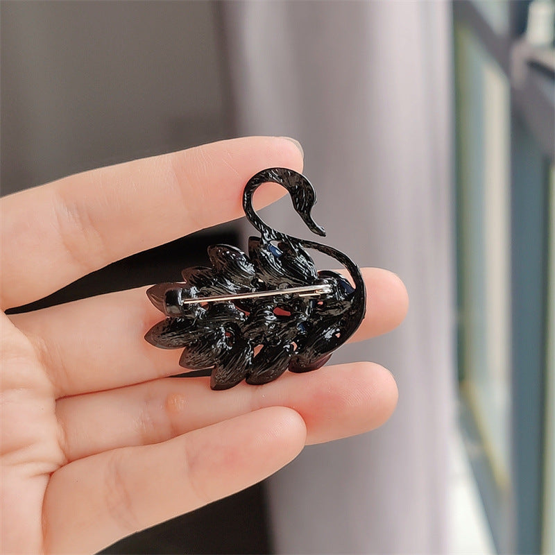 Swan brooch for women with crystals