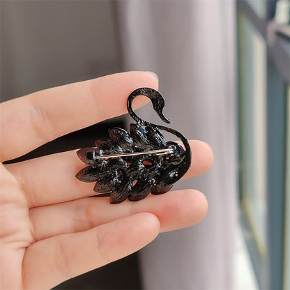 Swan brooch for women with crystals