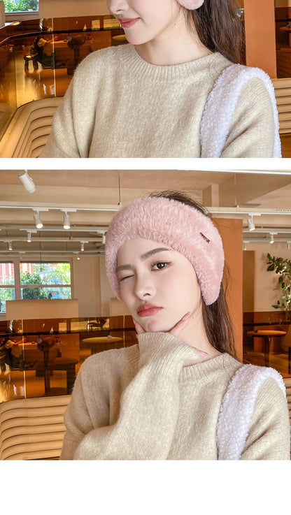 Image of winter fleece-lined ear warmer beanie in black