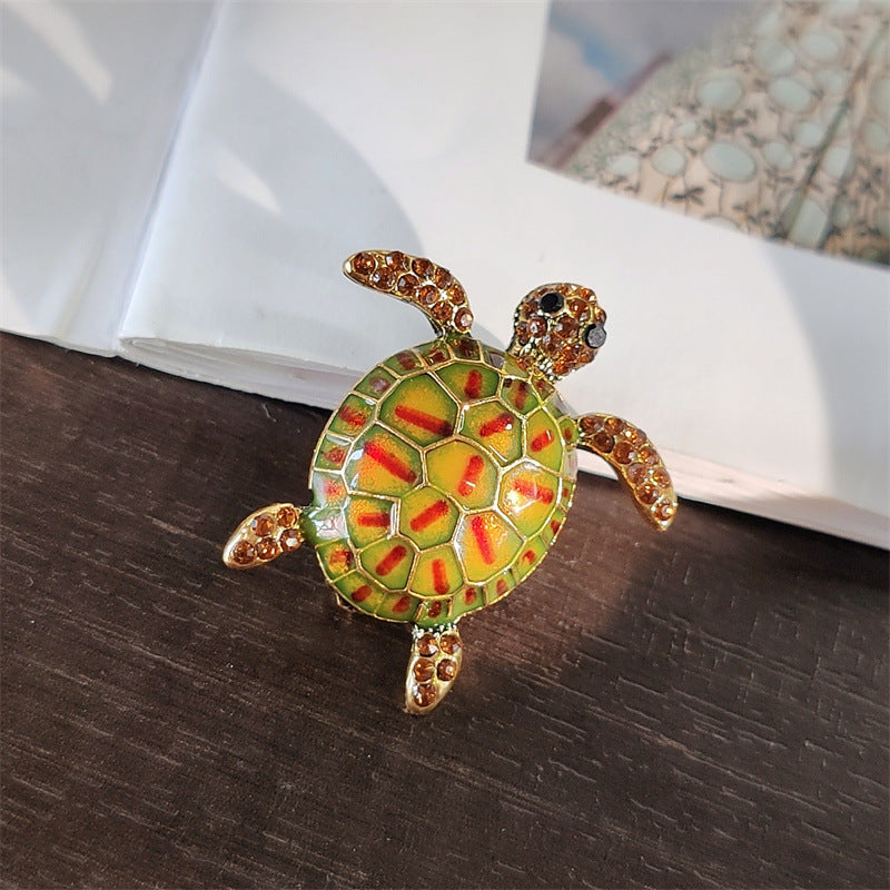 Alloy turtle brooch with colorful design image 3