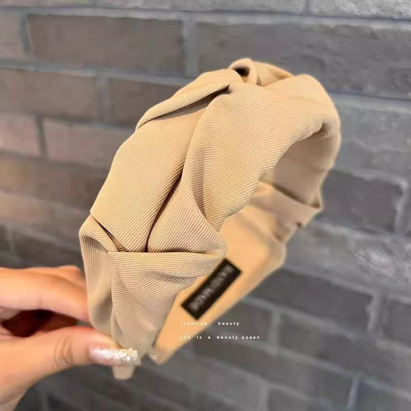 Stylish wrinkled wide hairband green