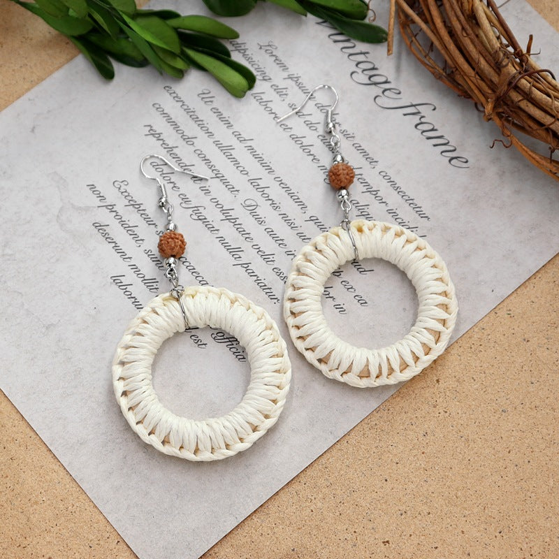 Bohemian vintage rattan earrings stylish design