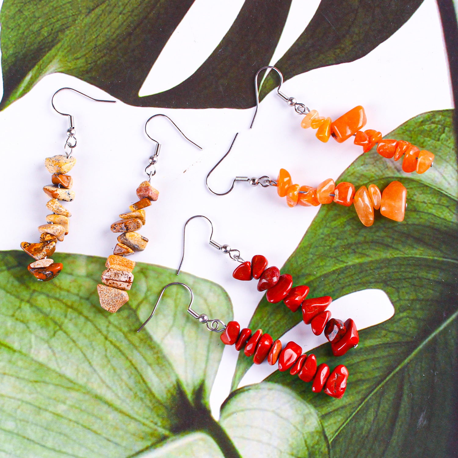 Handmade Natural Stone Crystal Drop Earrings Image 5