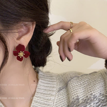Chic Velvet Floral Earrings for Women