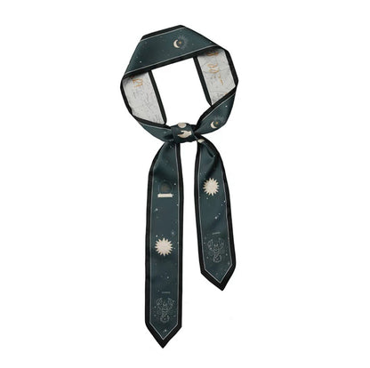 Zodiac silk scarf featuring intricate designs