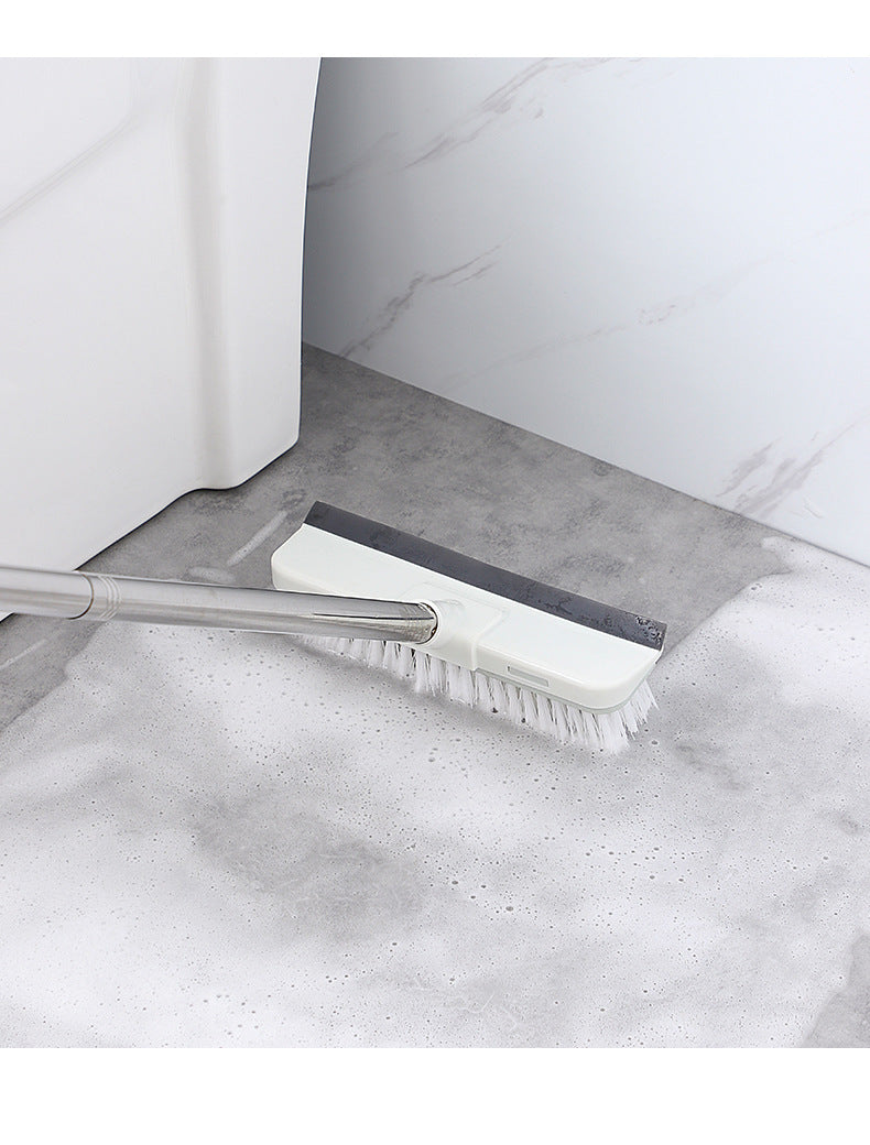 Dual-function bathroom brush in action