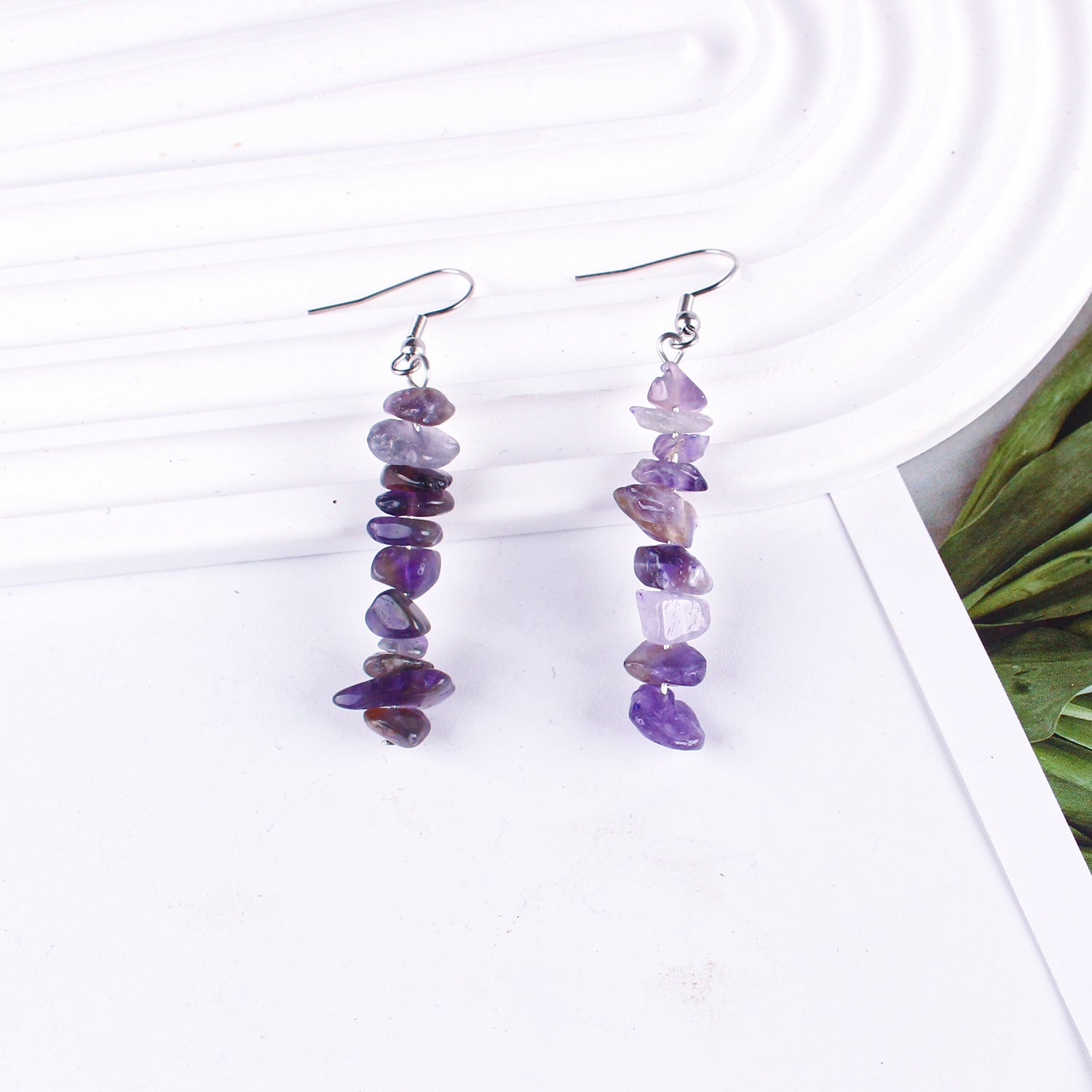 Handmade Natural Stone Crystal Drop Earrings Image 2