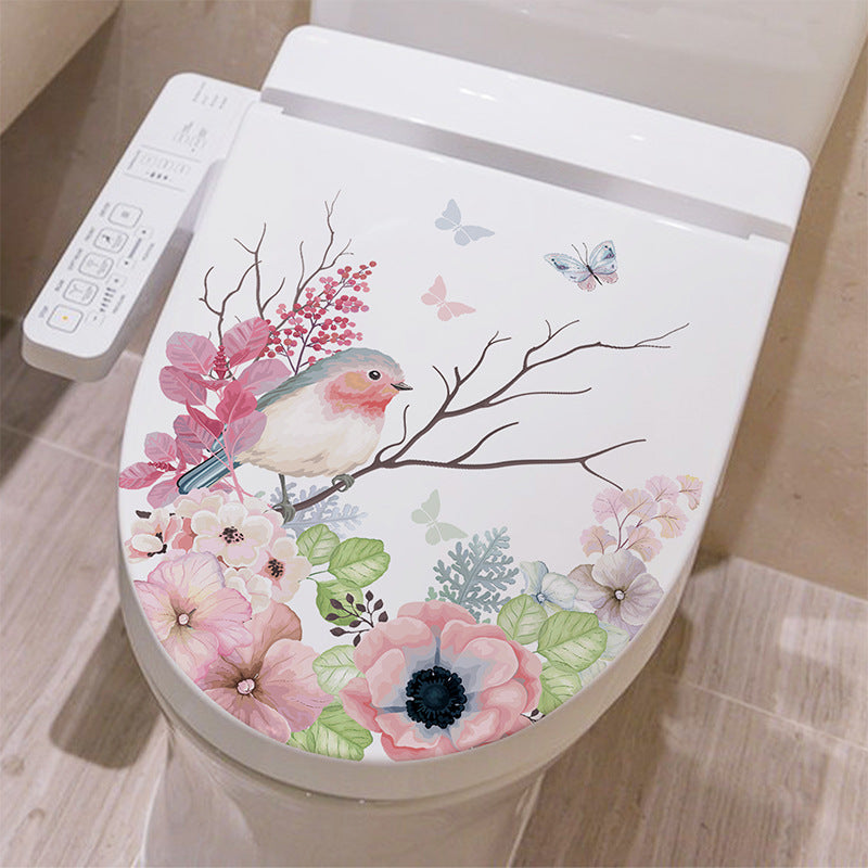 Charming Pink Floral Toilet Lid Cover Image 3