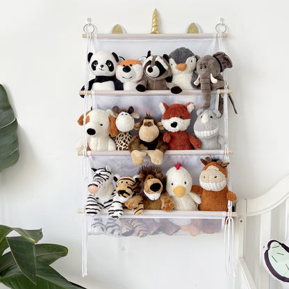 Natural wood finish kids shelving unit