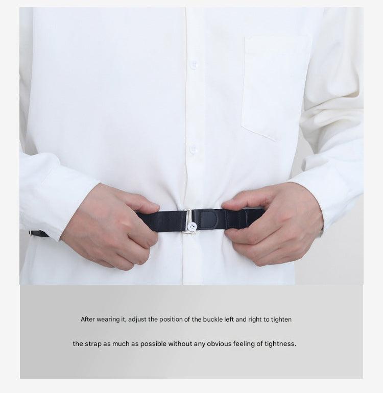Close up of anti-slip shirt stay application