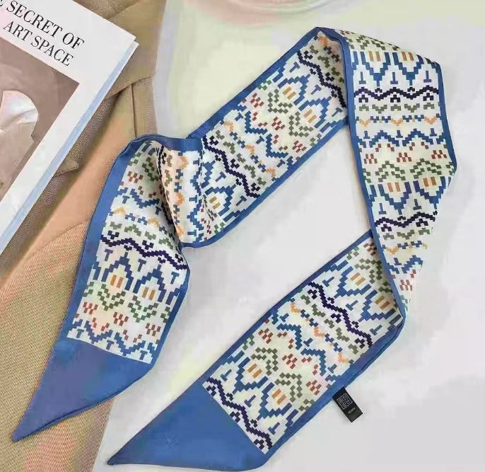 Floral patterned satin scarf for hair styling
