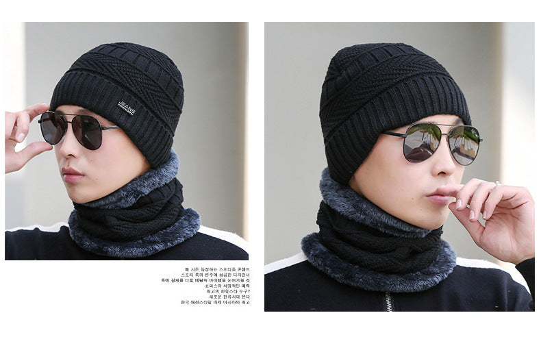 Coffee color men's beanie and scarf