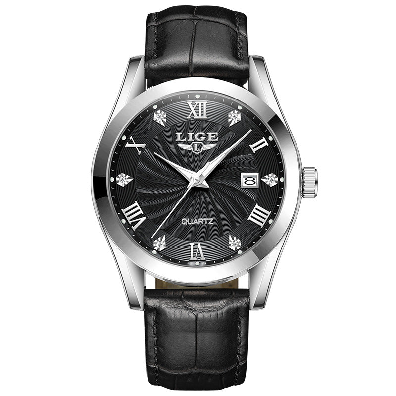 Waterproof men's business watch - angled view