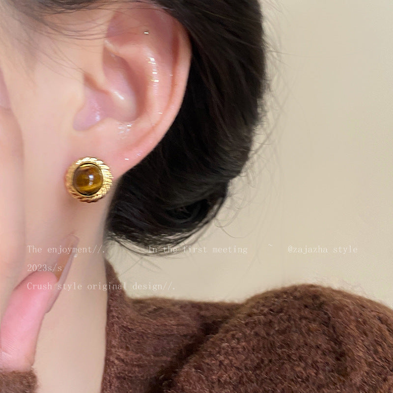 Vintage style tiger eye stone earrings for women