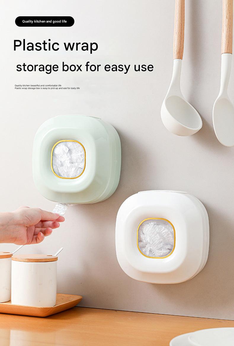 Wall-mounted storage organizer for kitchen wraps